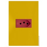Conjunto Tomada 20a Vermelho Horizontal 4x2 - RECTA MOSTARDA SATIN FOSCO